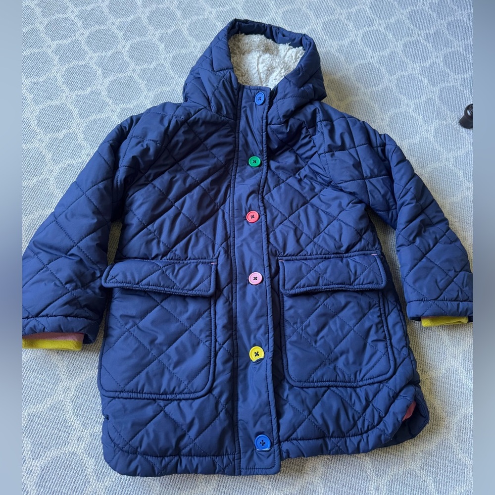 Boden Colorful Button Navy Quilted Jacket